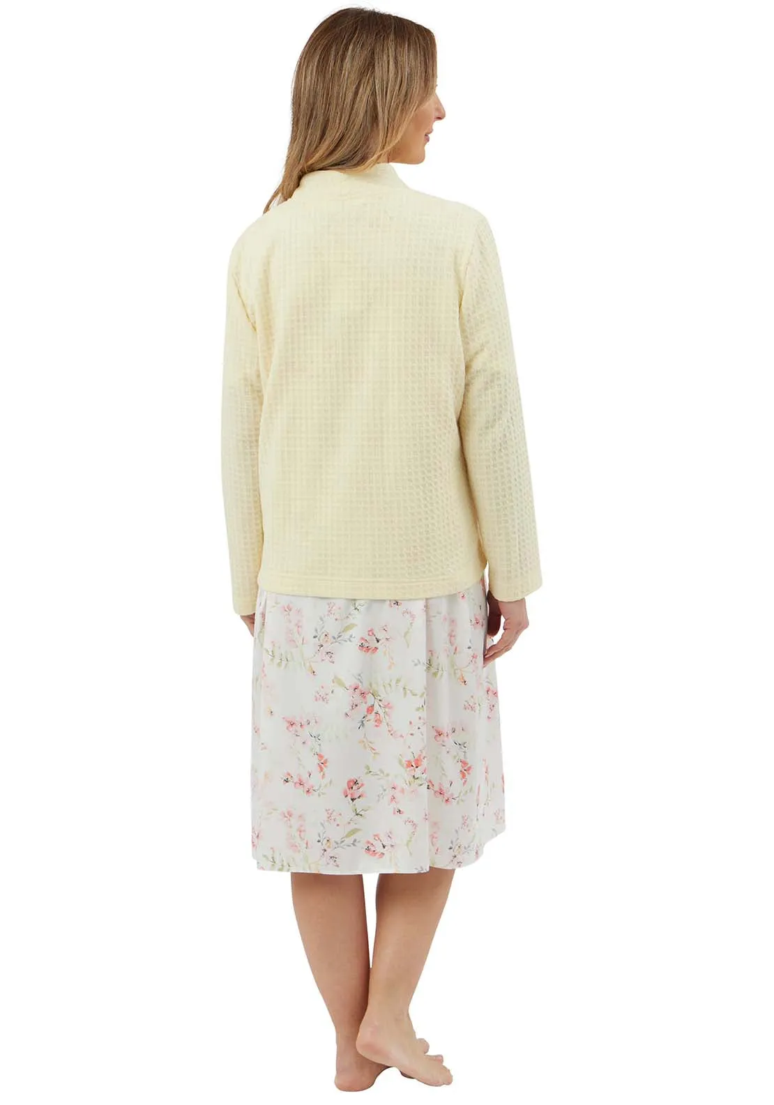 Waffle Bedjacket With Zipper - Yellow