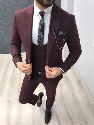 Wanker Claret Red Slim Fit Wool Suit