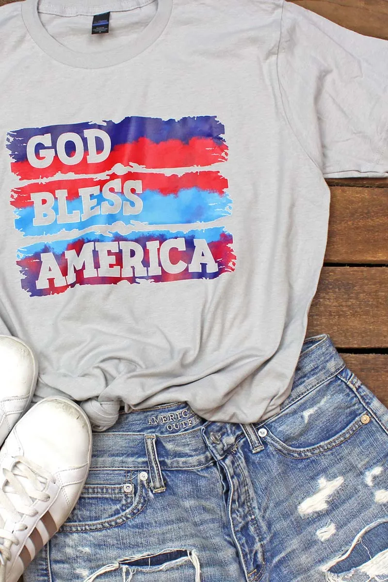 Watercolor God Bless America Unisex Blend Tee