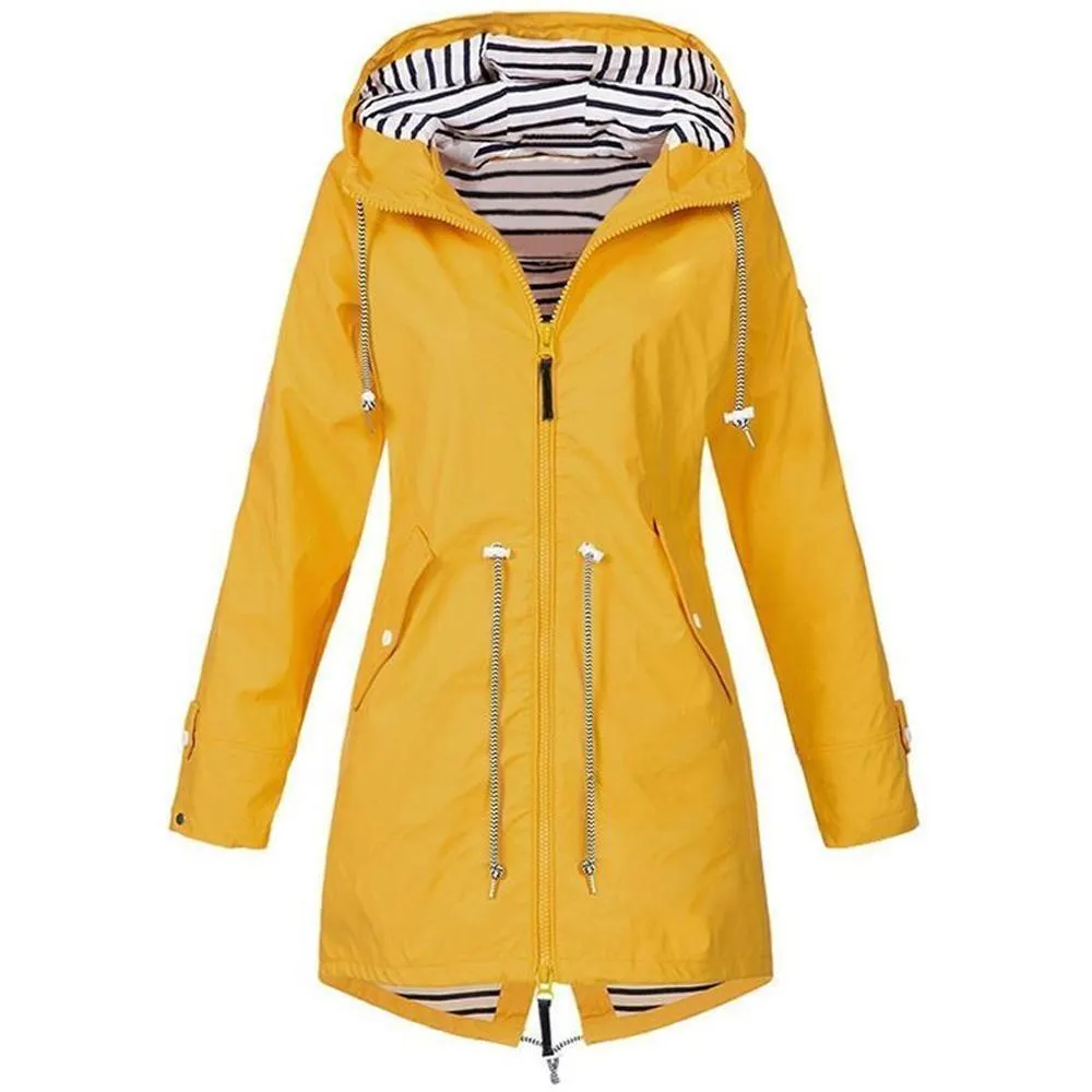 Waterproof foldable hooded jacket for women