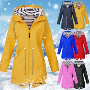 Waterproof foldable hooded jacket for women