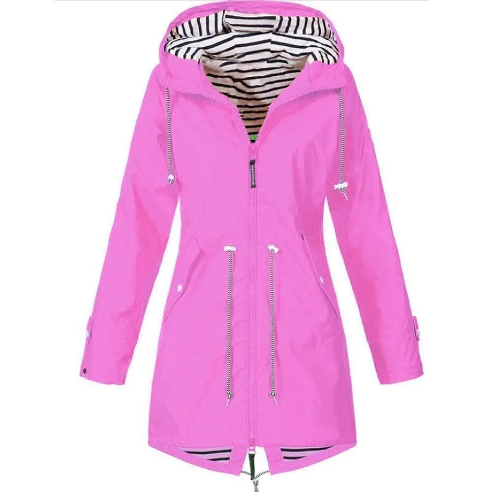 Waterproof foldable hooded jacket for women