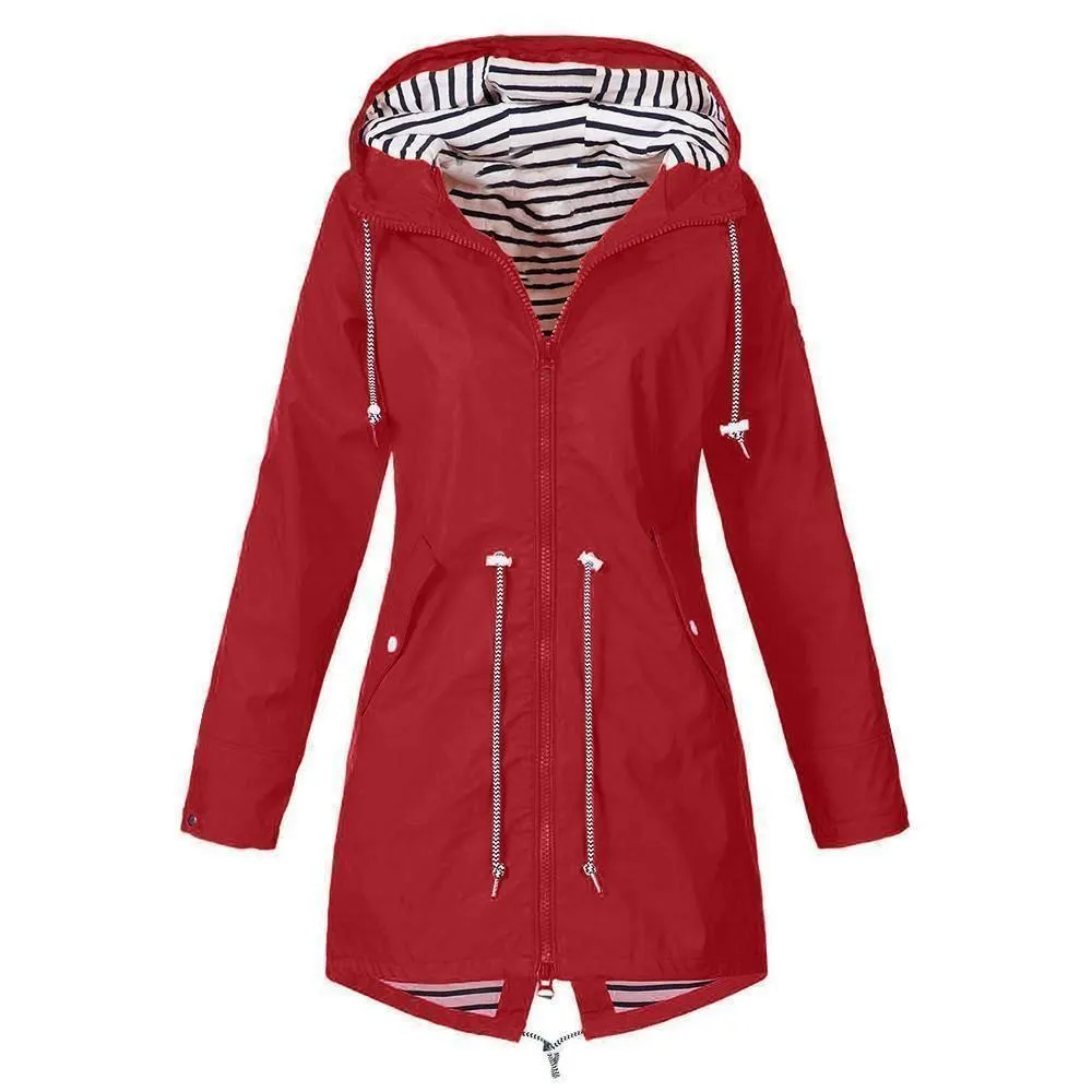 Waterproof foldable hooded jacket for women