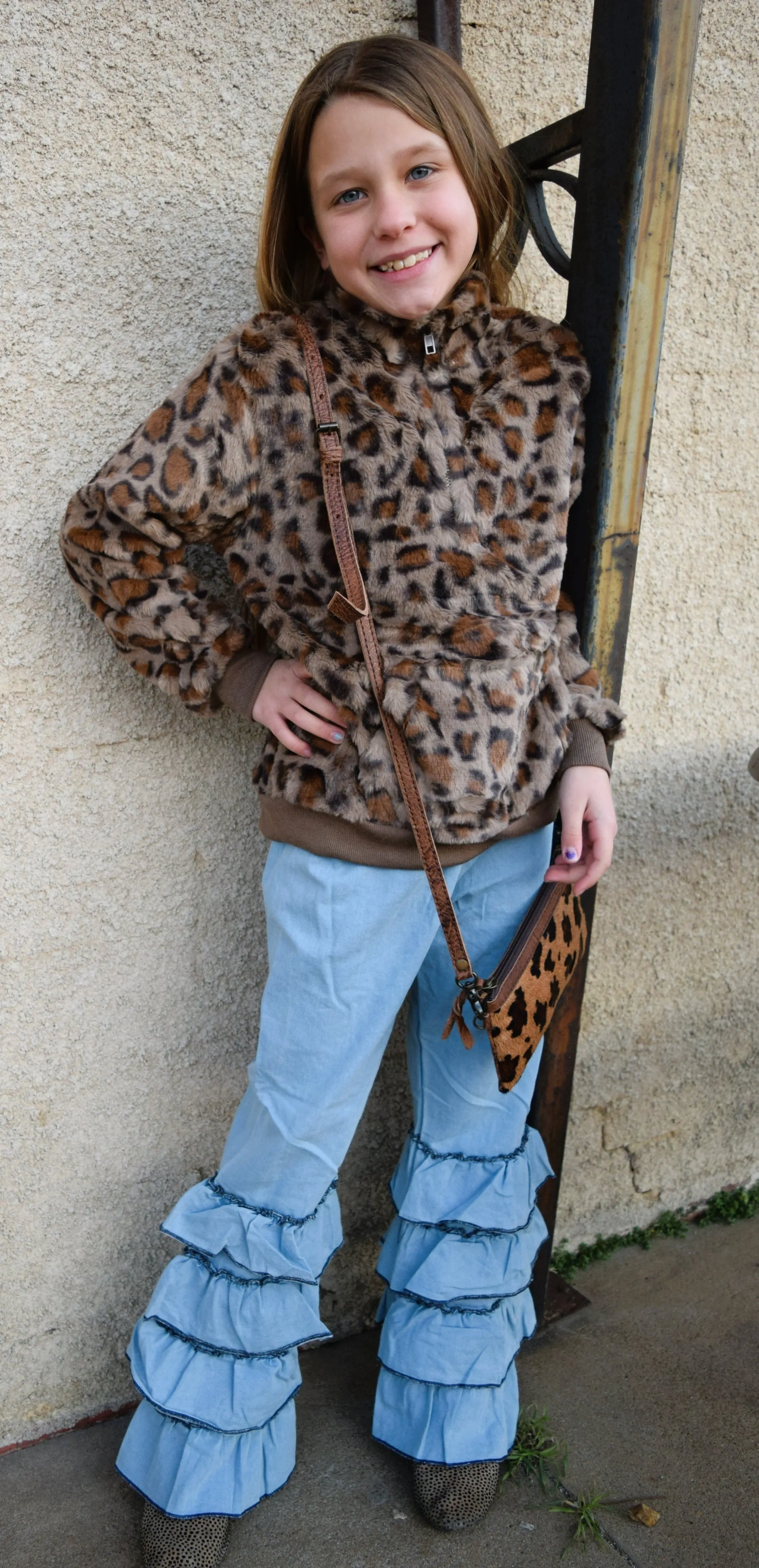 Western Cutie Layered Denim Flare Pants