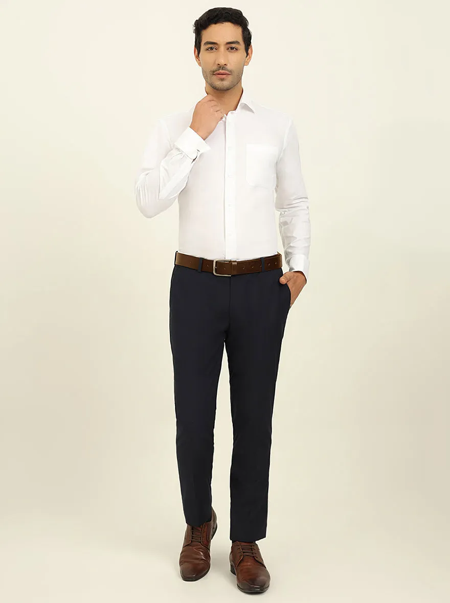 White Solid Slim Fit Formal Shirt | Metal