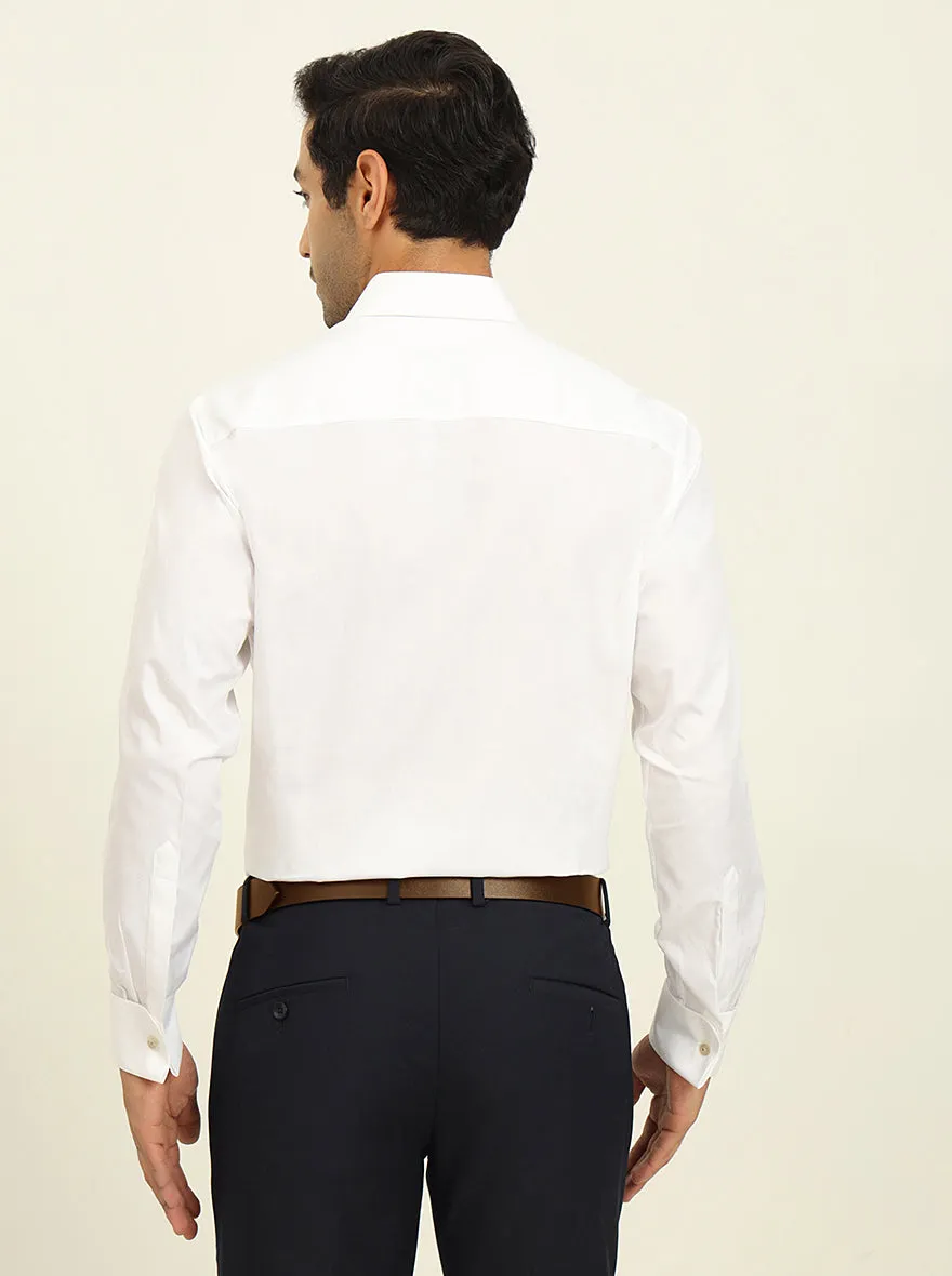 White Solid Slim Fit Formal Shirt | Metal