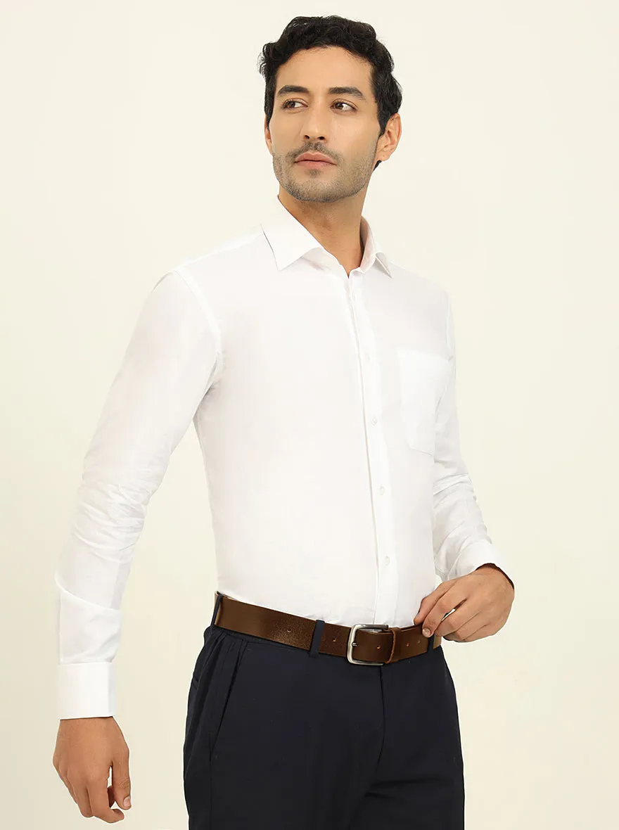 White Solid Slim Fit Formal Shirt | Metal