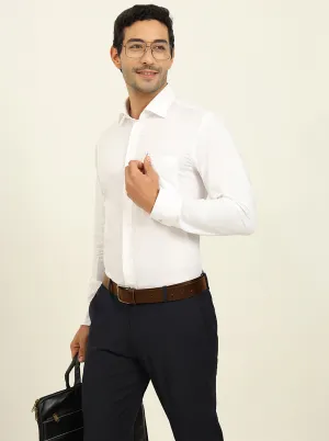 White Solid Slim Fit Formal Shirt | Metal