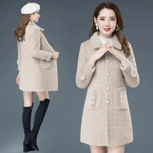 Winter Fashion  Elegant Women's Cotton-padded Jacket Temperament Queen Fan Mink Velvet Thick Warm Fur Coat