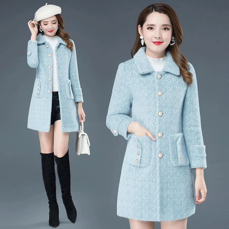 Winter Fashion  Elegant Women's Cotton-padded Jacket Temperament Queen Fan Mink Velvet Thick Warm Fur Coat