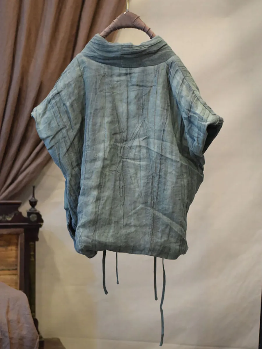 Women Retro Vintage V-Neck Solid Linen Vest Coat