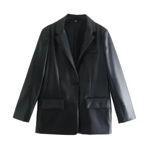 Women's Anna style loose PU leather jacket