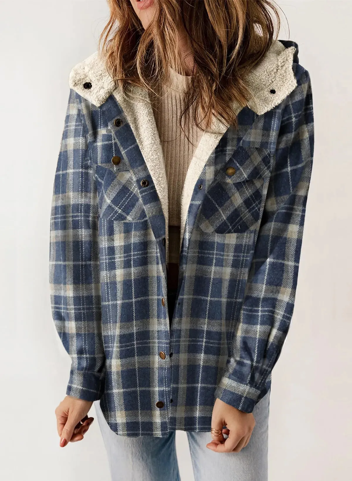 Women's Flannel Plaid Fleece Hooded Jacket (Buy 2 Free Shipping)