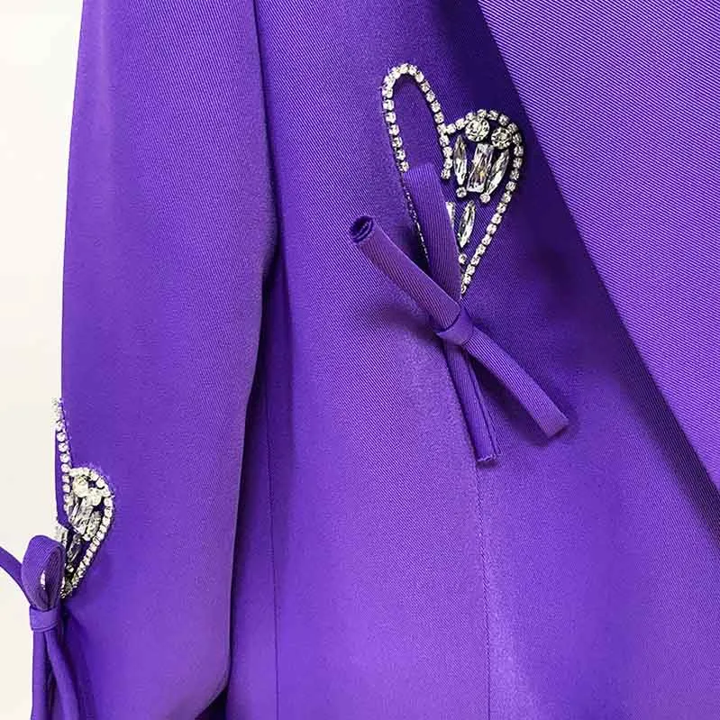 Women's Luxury Decoration Loose Fit Purple Blazer Jacket Coat