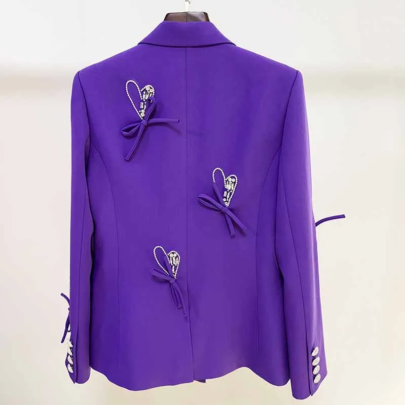 Women's Luxury Decoration Loose Fit Purple Blazer Jacket Coat