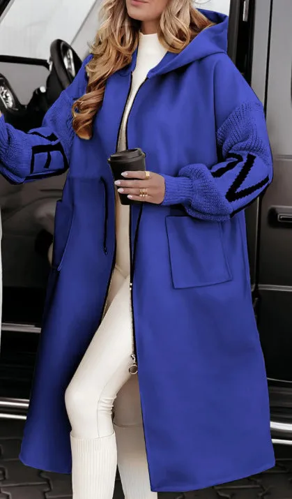 Women's Mid-Length Hoodie Sweater Coat.