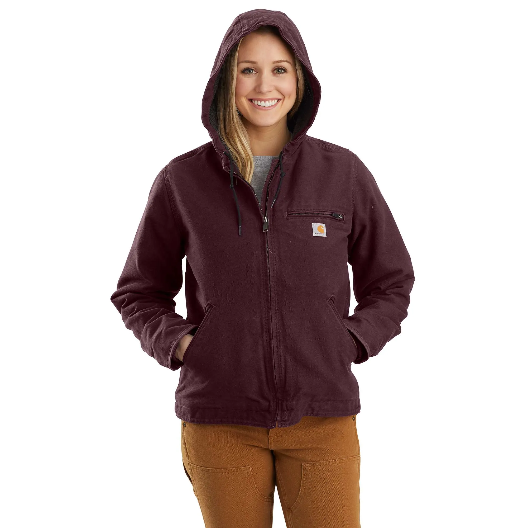 Women's Sherpa Lined Jacket - Loose Fit - Washed Duck - 3 Warmest Rating
