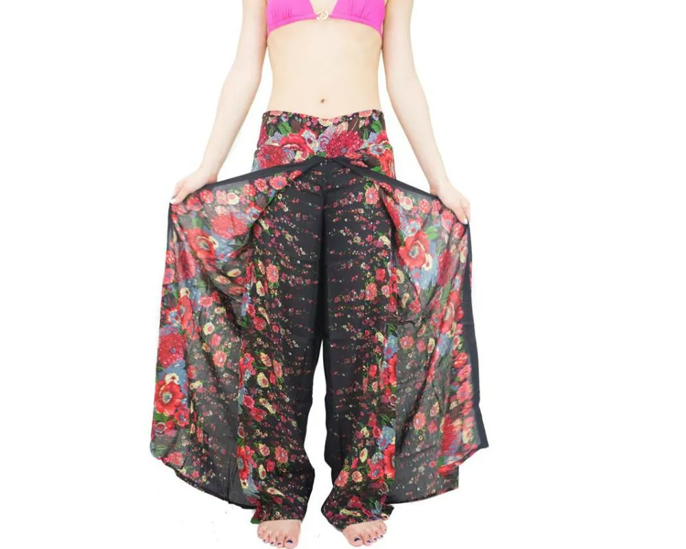 Wrap pants,Women's Clothing,Thai Pants,Harem Pants,Comfy Pants,Yoga Pants,Bohemian Clothing,slit pants,Open leg pants,festival Hippie pants