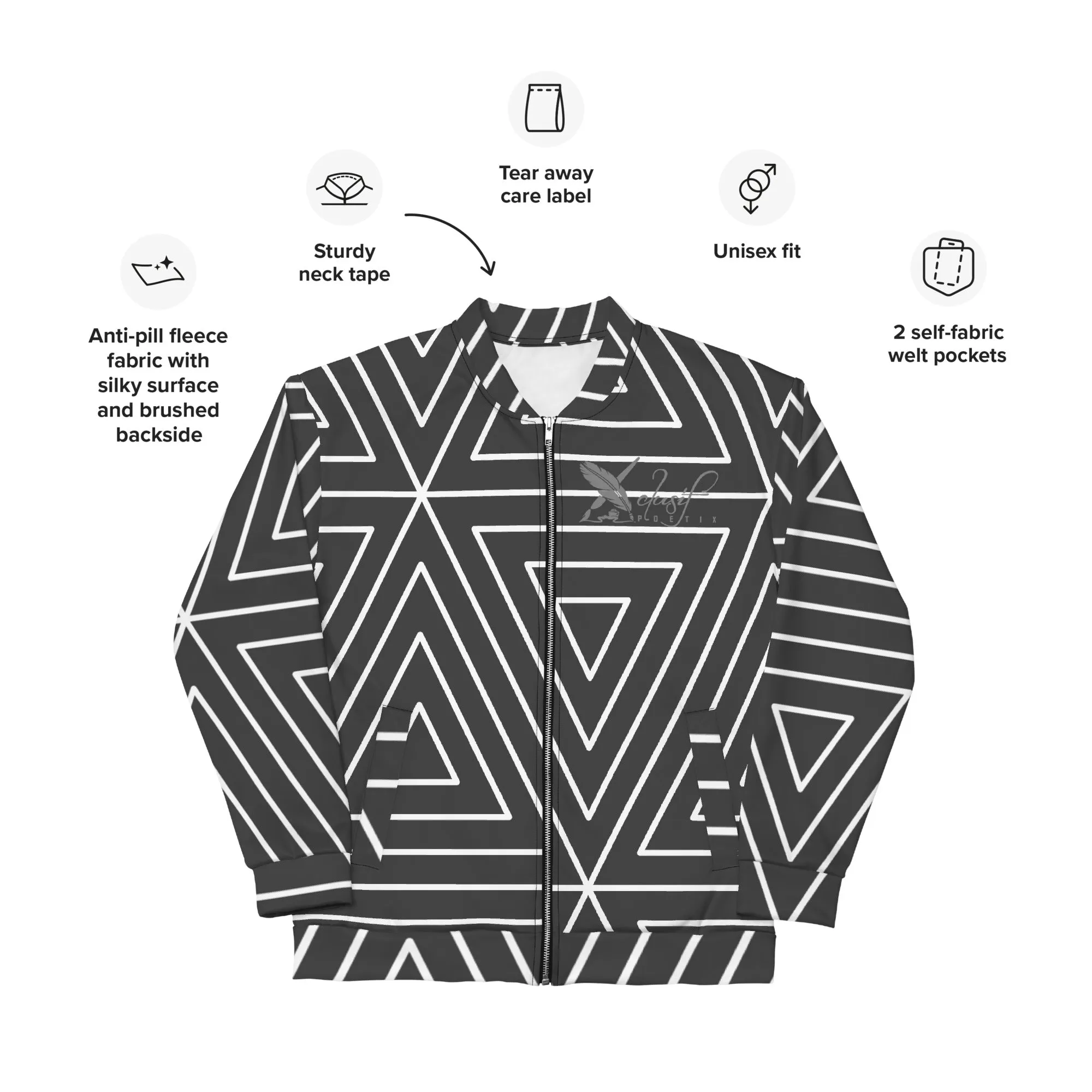 XCLUSIF POETIX BLACK TRIANGLE Unisex Bomber Jacket