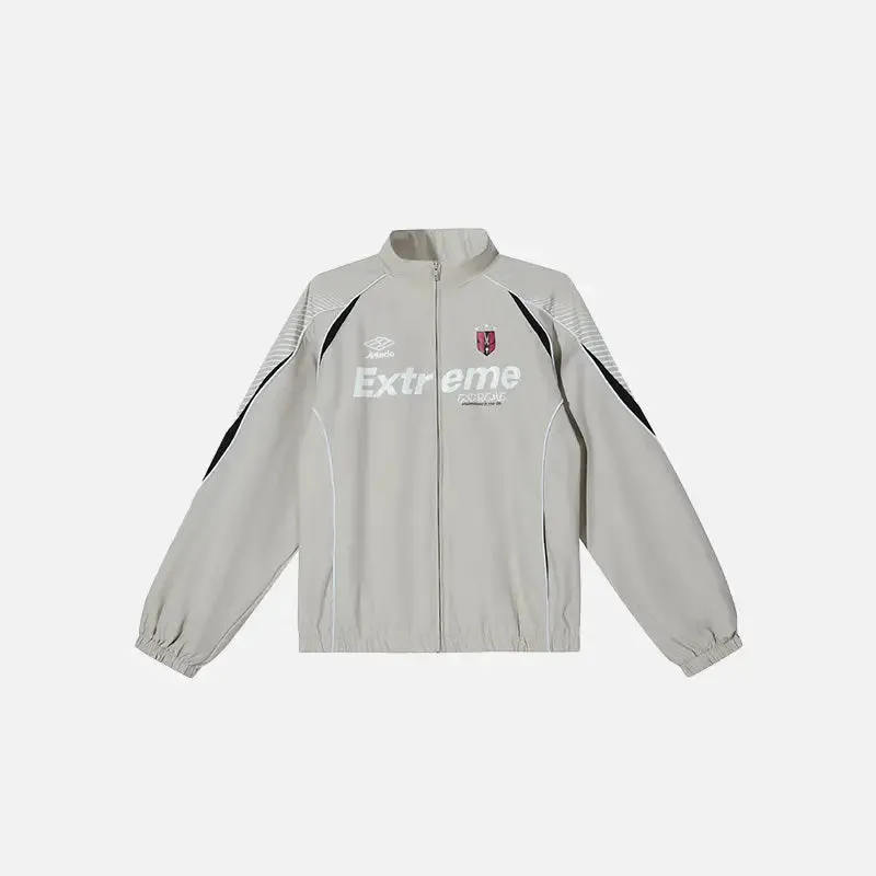 Y2K Jacket with Stylish Stand-Up Collar and Loose Letter Printed Design