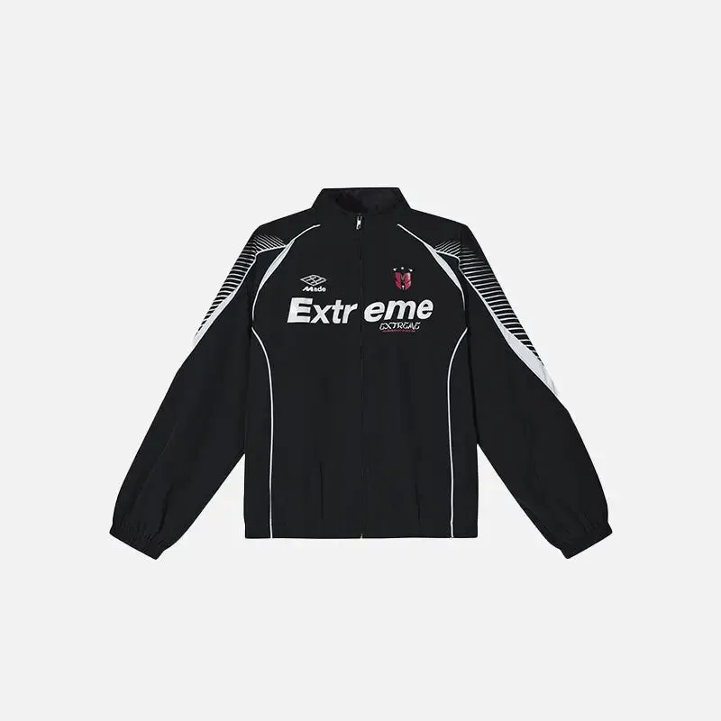 Y2K Jacket with Stylish Stand-Up Collar and Loose Letter Printed Design