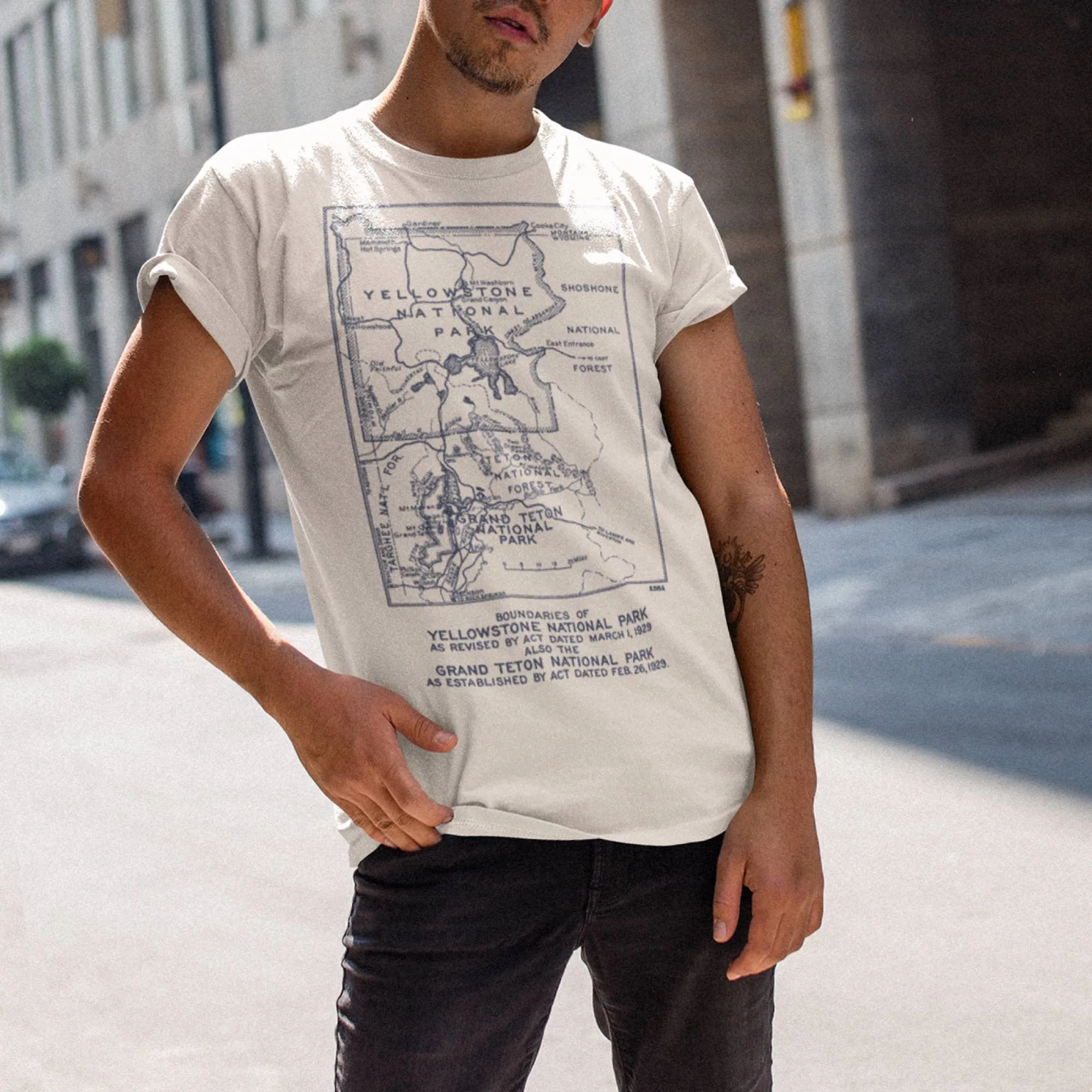 Yellowstone National Park Vintage Map Men's Tee